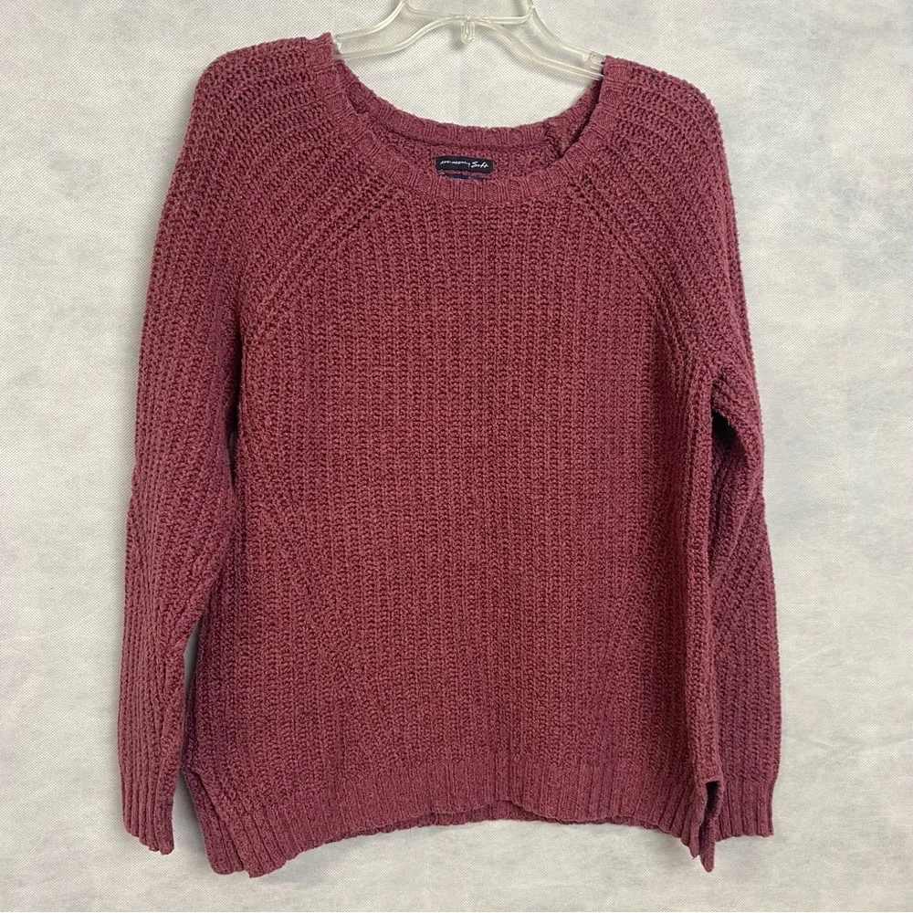 American Eagle Ahh-mazingly Soft Ribbed Crewneck Pullover Sweater XS Mauve